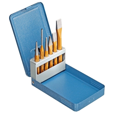 Chisel And Punch Set,6 Pcs,In Metal Case